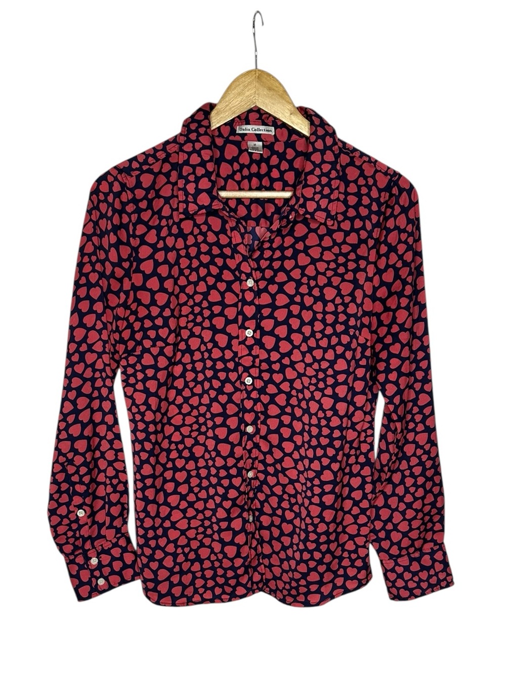 Dalia Collection Red/Navy Heart Blouse m